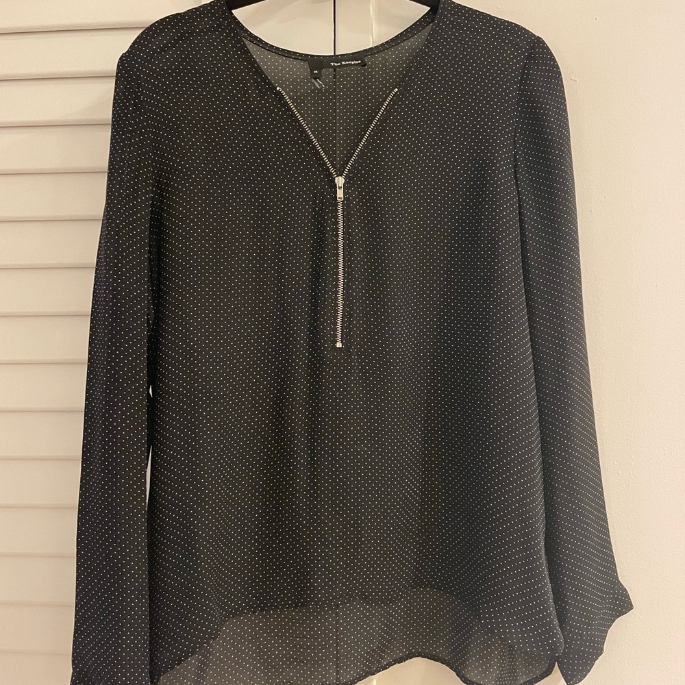The Kooples silk polka dot blouse with zipper